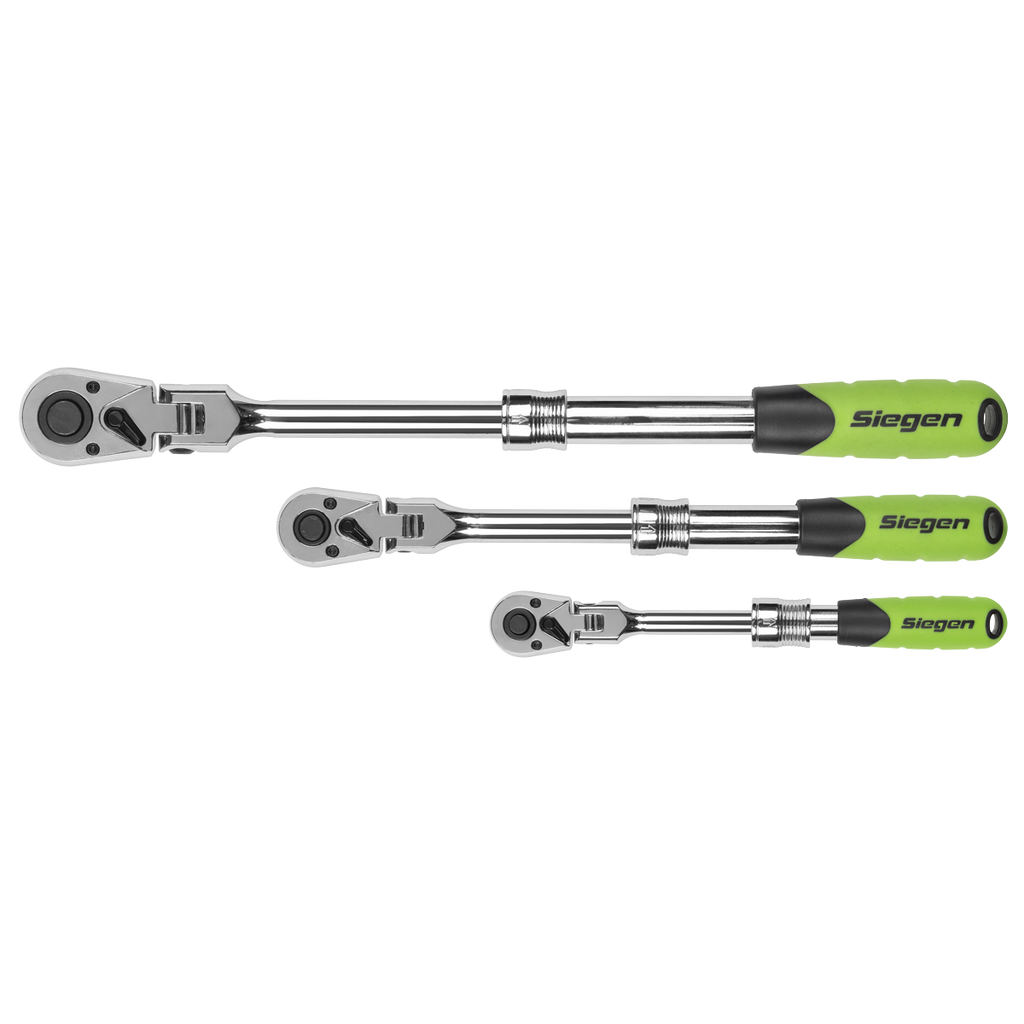 Siegen Extendable Flexi-Head Ratchet Wrench Set 3pc S01297 - BostonPlates Autocare Centre
