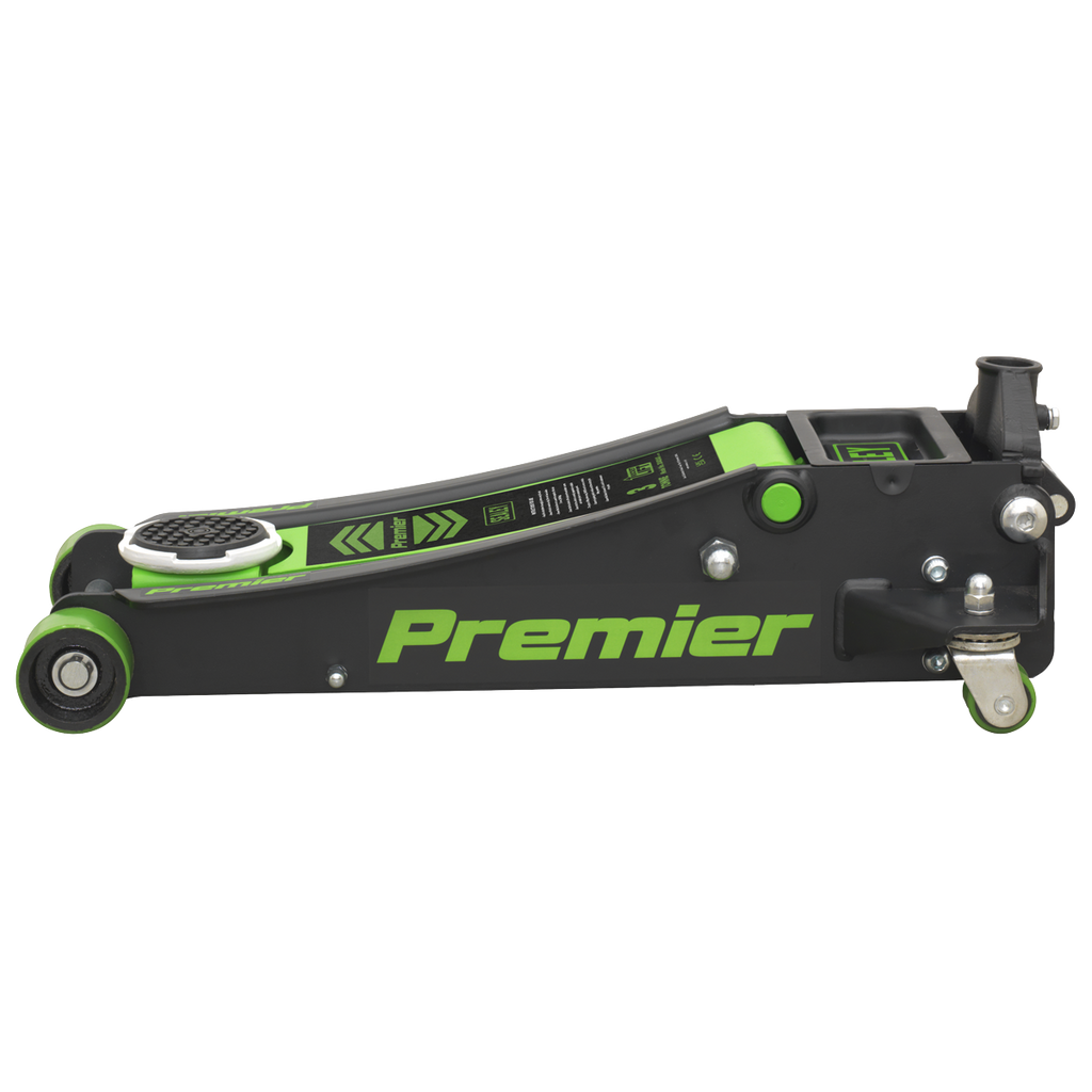 Premier Low Profile Trolley Jack with Rocket Lift 3 Tonne - Green 3040AG - BostonPlates Autocare Centre