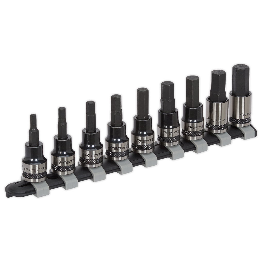 Sealey Premier Black Hex Key Socket Bit Set 3/8"Sq Drive 9pc AK7986 - BostonPlates Autocare Centre