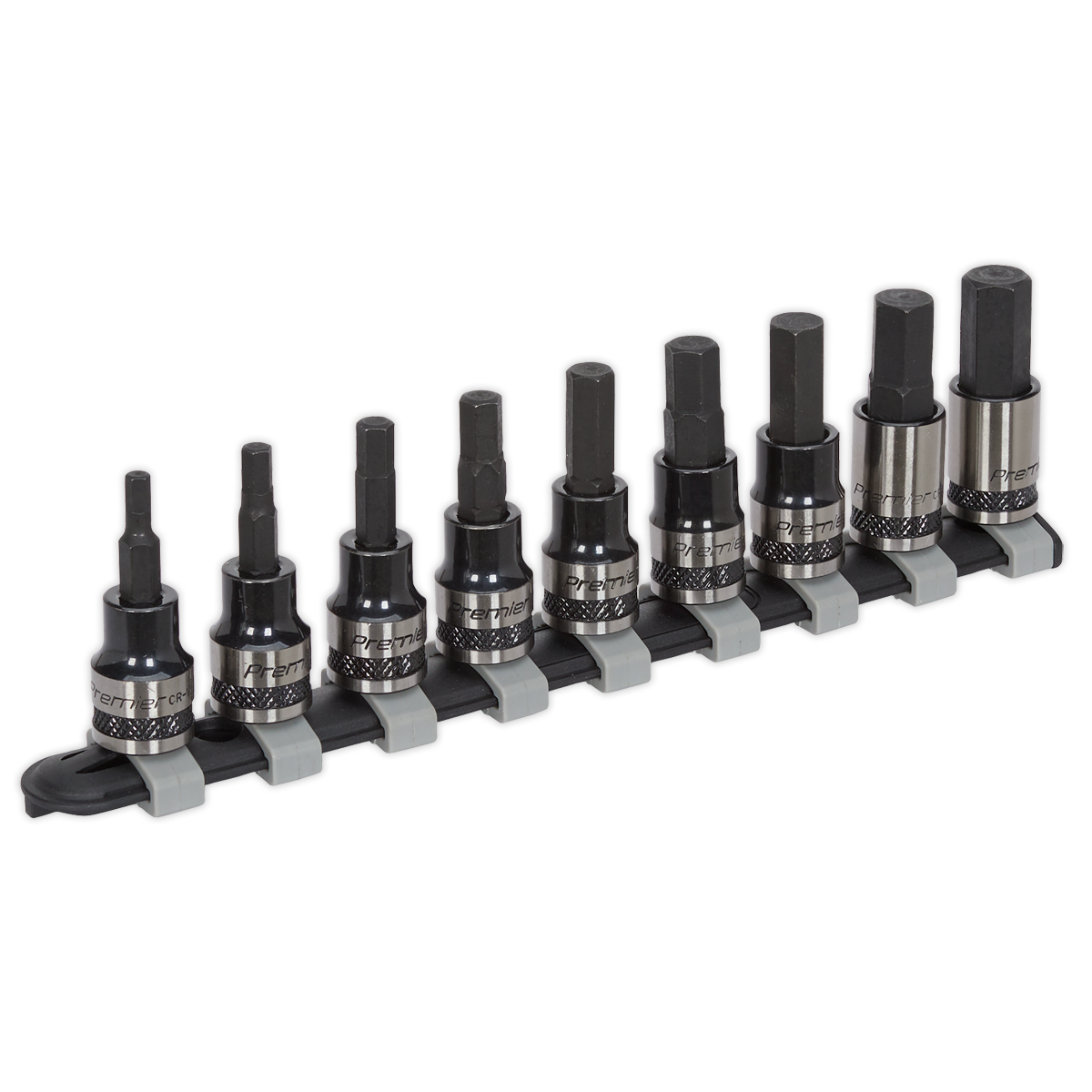 Sealey Premier Black Hex Key Socket Bit Set 3/8"Sq Drive 9pc AK7986 - BostonPlates Autocare Centre