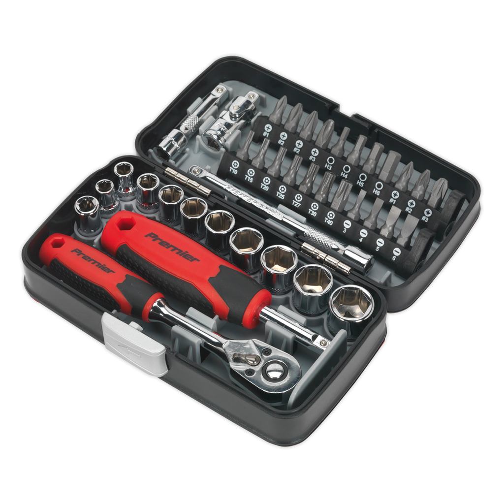 Sealey Premier Socket & Bit Set 1/4"Sq Drive 38pc AK8945 - BostonPlates Autocare Centre