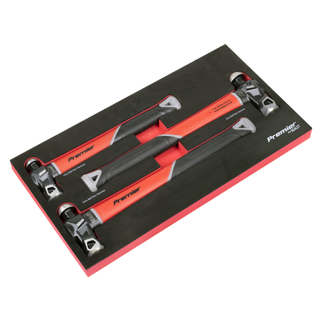 Sealey Premier Ball Pein Hammer Set with Fibreglass Shafts 3pc AK2033 - BostonPlates Autocare Centre
