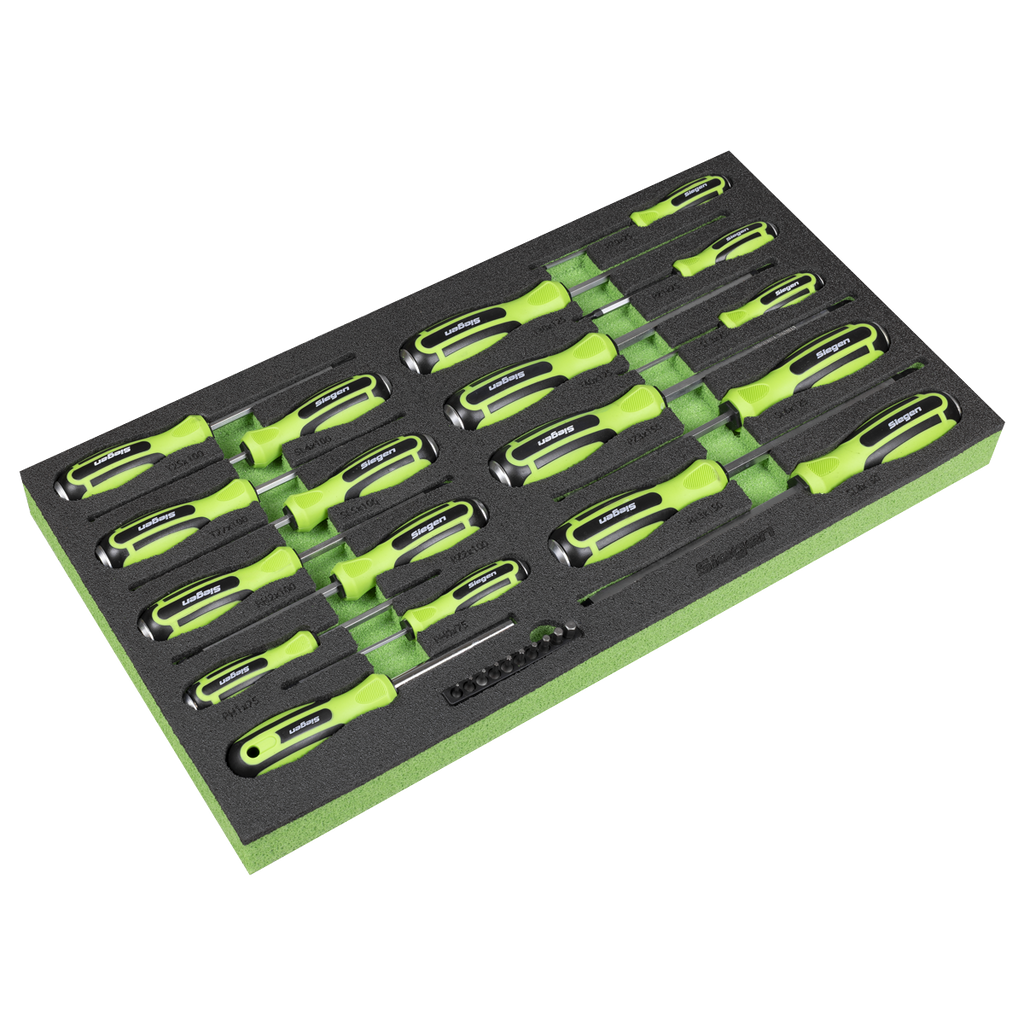 Siegen Hammer-Thru Screwdriver, Bit Driver & Bit Set with Tool Tray 28pc S01281 - BostonPlates Autocare Centre