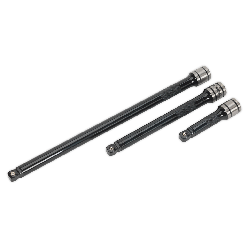 Sealey Premier Black Wobble/Rigid Extension Bar Set 3/8"Sq Drive 3pc AK7691 - BostonPlates Autocare Centre