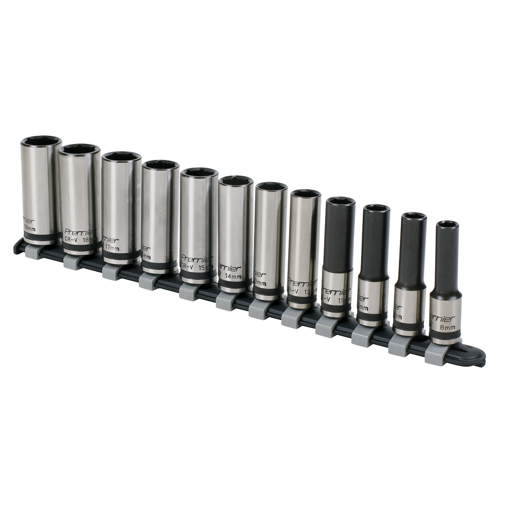 Sealey Premier Black Deep Lock-On™ Socket Set 3/8"Sq Drive 12pc AK2744B - BostonPlates Autocare Centre