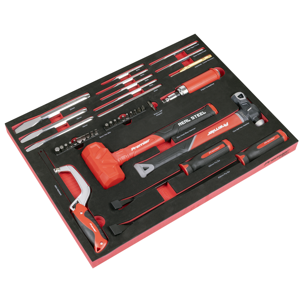Sealey Premier Striking, Pry Bar, Hacksaw & Impact Screwdriver Set 39pc TBT66 - BostonPlates Autocare Centre