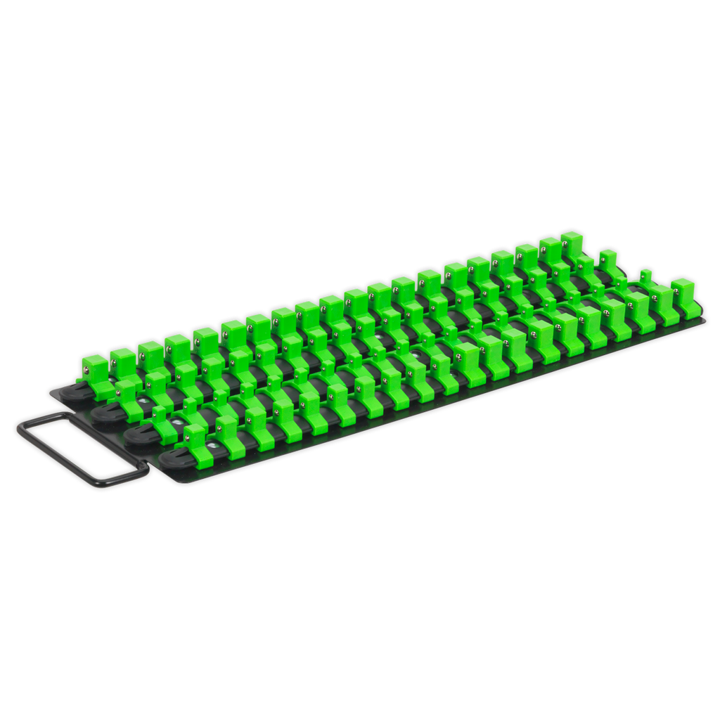 Premier Socket Rail Tray 1/4", 3/8" & 1/2"Sq Drive - Hi-Vis Green AK27051HV - BostonPlates Autocare Centre