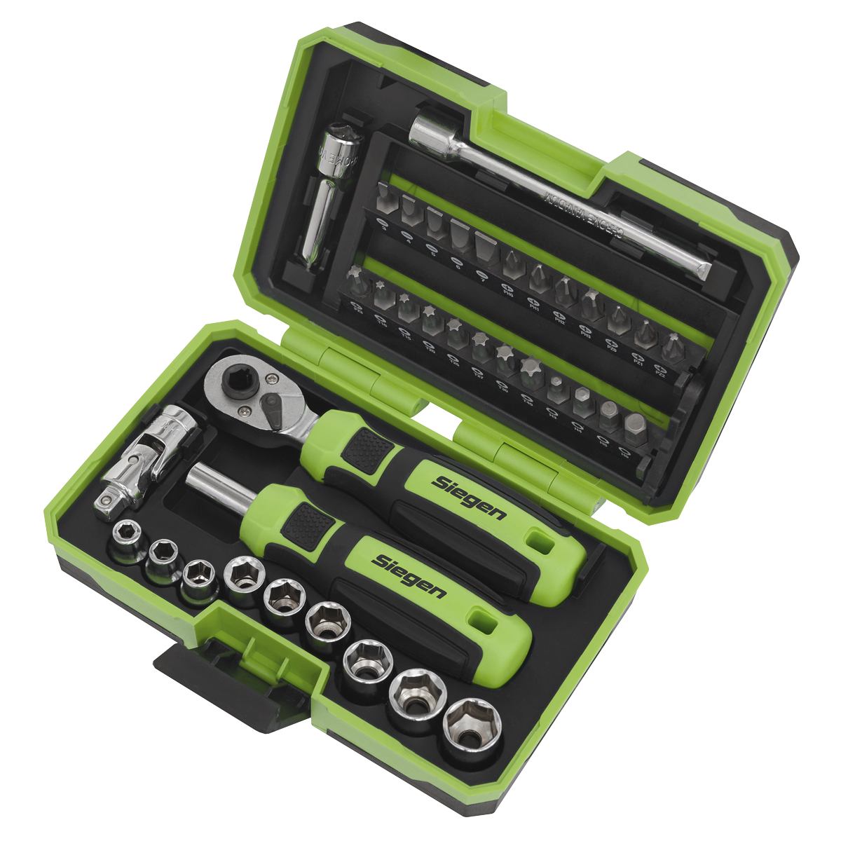Siegen Socket & Bit Set 1/4"Sq Drive 38pc S01255 - BostonPlates Autocare Centre
