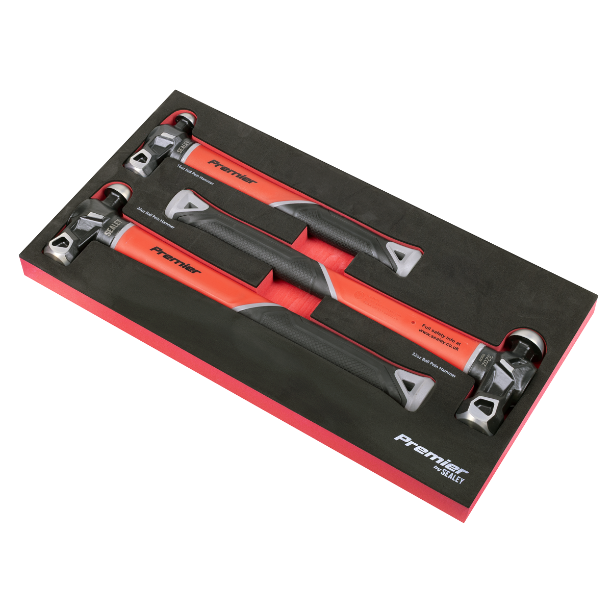 Sealey Premier Ball Pein Hammer Set with Fibreglass Shafts 3pc AK2033 - BostonPlates Autocare Centre