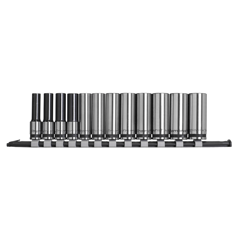 Sealey Premier Black Deep Socket Set 3/8"Sq Drive 12pc AK7993 - BostonPlates Autocare Centre