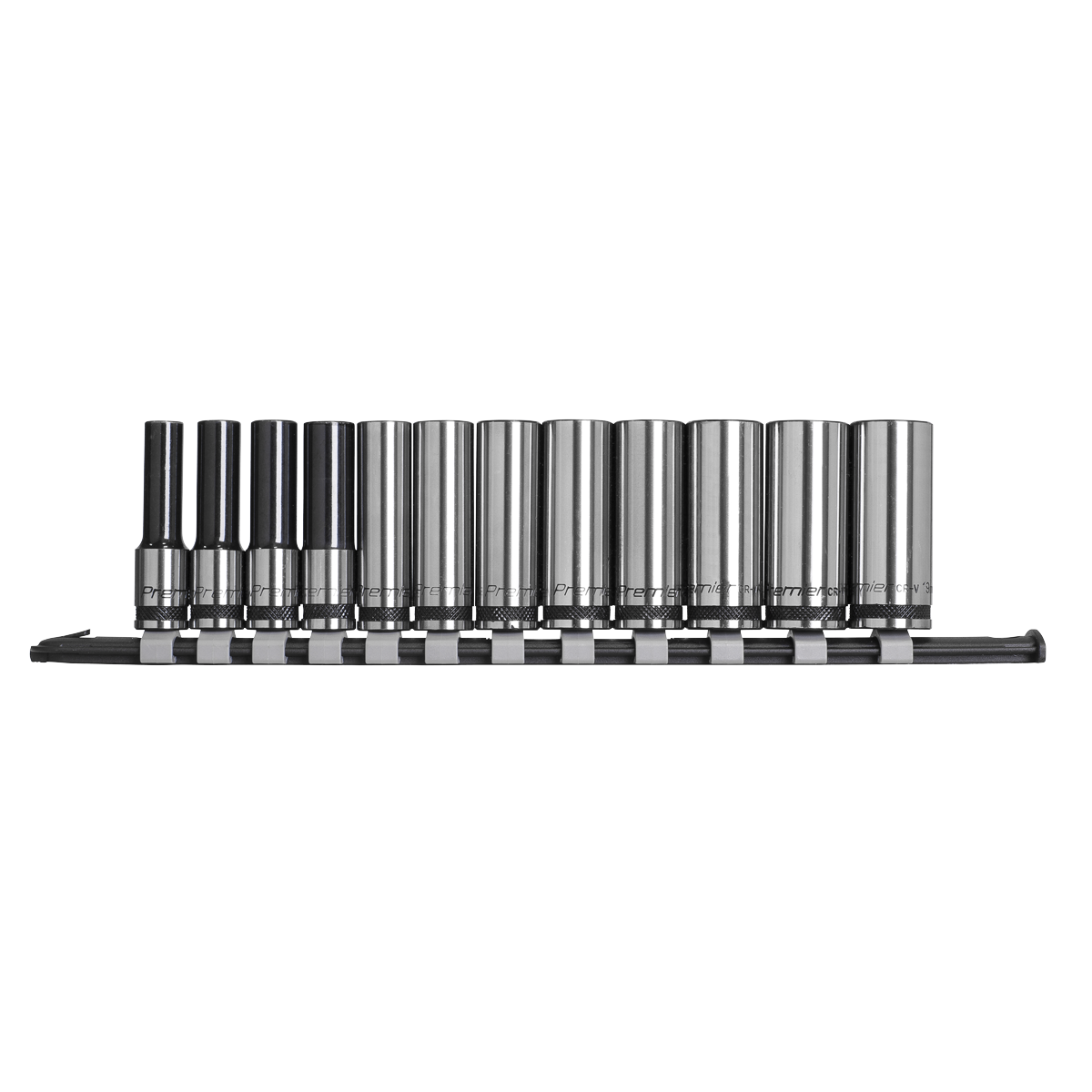 Sealey Premier Black Deep Socket Set 3/8"Sq Drive 12pc AK7993 - BostonPlates Autocare Centre