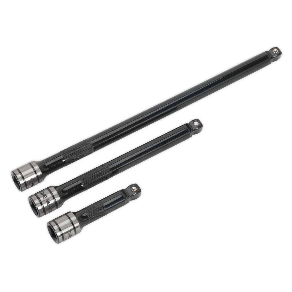 Sealey Premier Black Wobble/Rigid Extension Bar Set 3/8"Sq Drive 3pc AK7691 - BostonPlates Autocare Centre