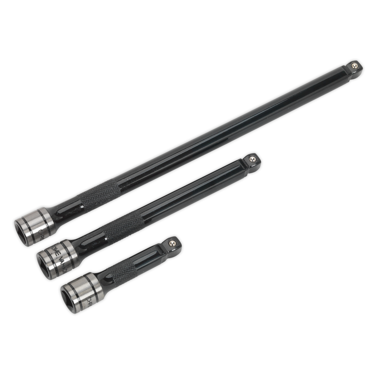 Sealey Premier Black Wobble/Rigid Extension Bar Set 3/8"Sq Drive 3pc AK7691 - BostonPlates Autocare Centre