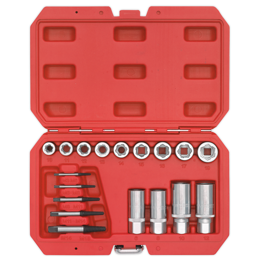 Sealey Premier Bolt, Stud & Screw Extractor Set 18pc AK751 - BostonPlates Autocare Centre