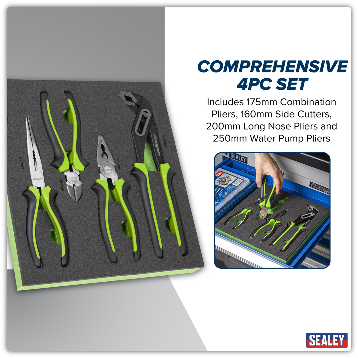 Siegen Comfort Grip Pliers Set 4pc S01298 - BostonPlates Autocare Centre
