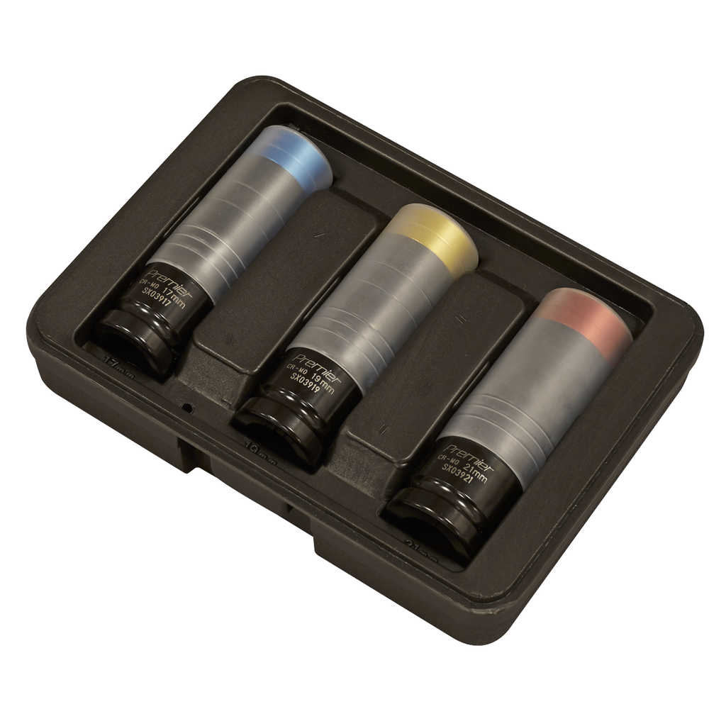 Premier Alloy Wheel Ultra-Power Impact Socket Set 1/2"Sq Drive 3pc SX039 - BostonPlates Autocare Centre