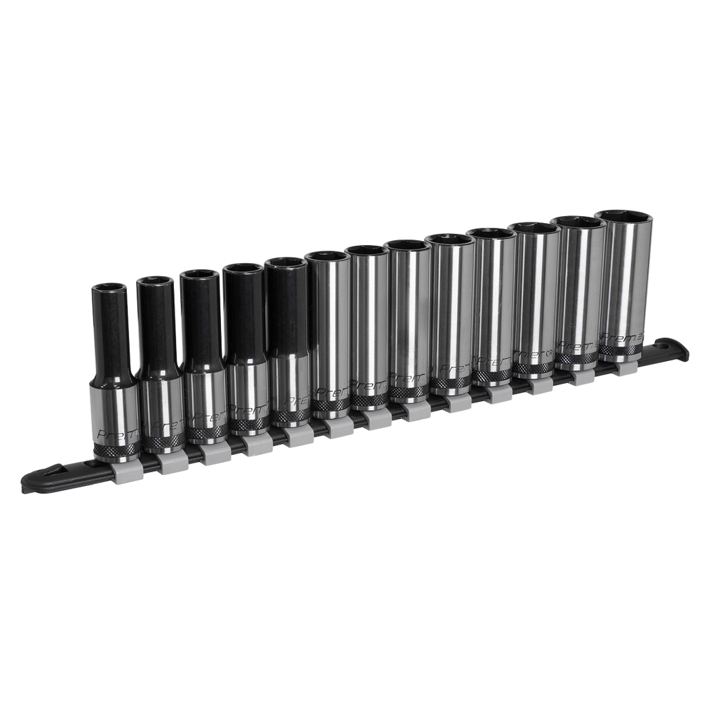 Sealey Premier Black Deep Socket Set 1/2"Sq Drive 13pc AK7995 - BostonPlates Autocare Centre