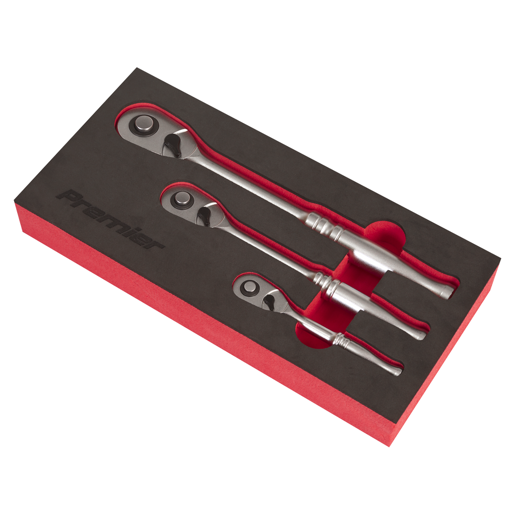 Sealey Premier Platinum Pear Head Ratchet Wrench Set with Flip Reverse 3pc AK7933 - BostonPlates Autocare Centre