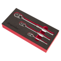 Sealey Premier Platinum Pear Head Ratchet Wrench Set with Flip Reverse 3pc AK7933 - BostonPlates Autocare Centre