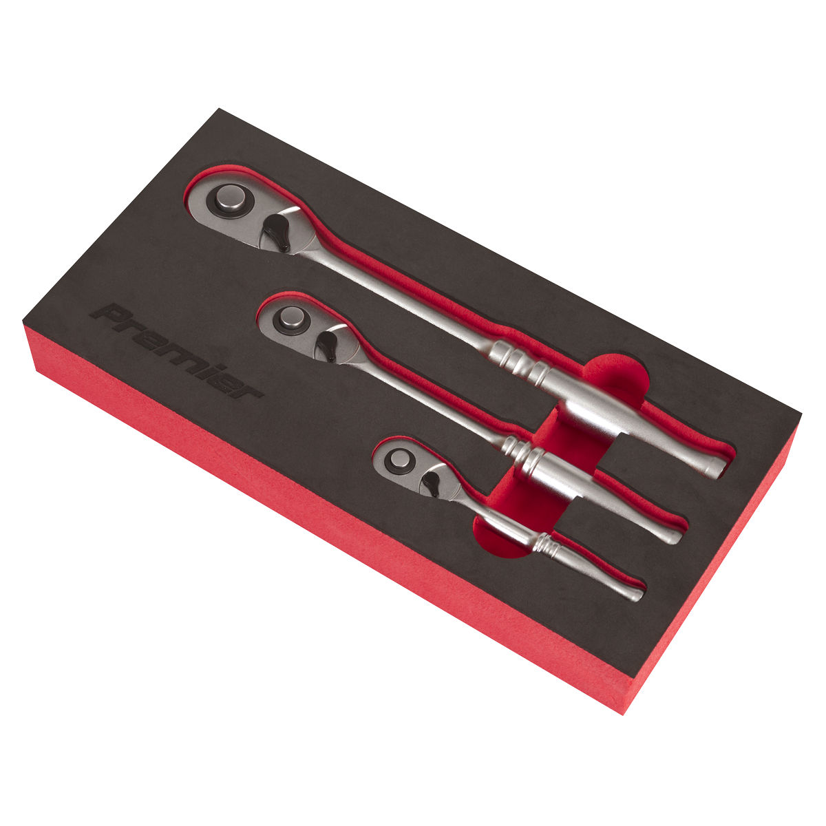 Sealey Premier Platinum Pear Head Ratchet Wrench Set with Flip Reverse 3pc AK7933 - BostonPlates Autocare Centre