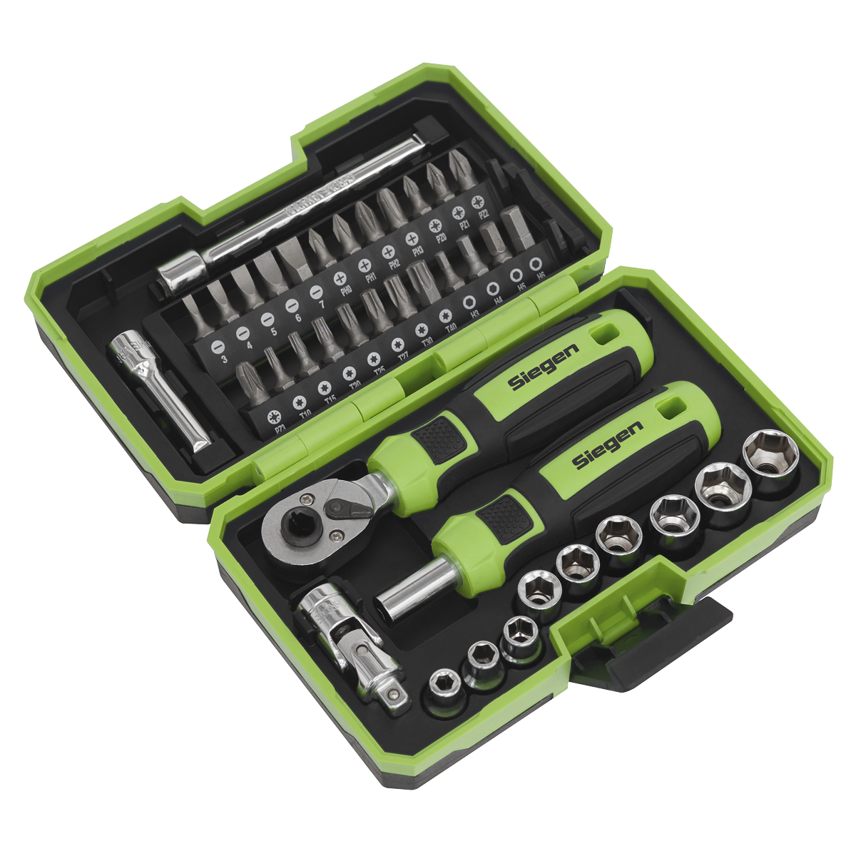 Siegen Socket & Bit Set 1/4"Sq Drive 38pc S01255 - BostonPlates Autocare Centre