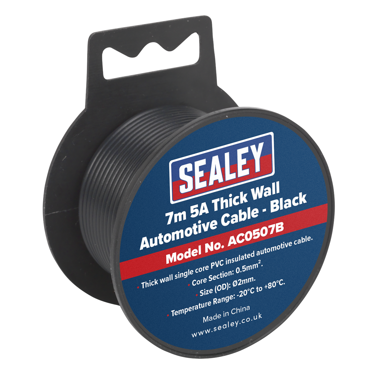 Sealey 5A Thick Wall Automotive Cable 7m - Black AC0507B