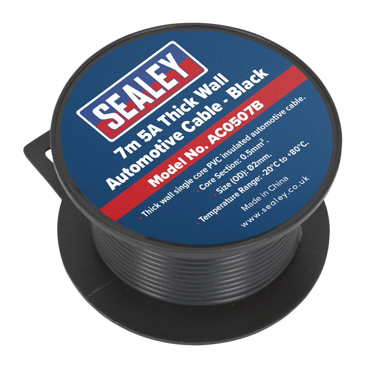 Sealey 5A Thick Wall Automotive Cable 7m - Black AC0507B