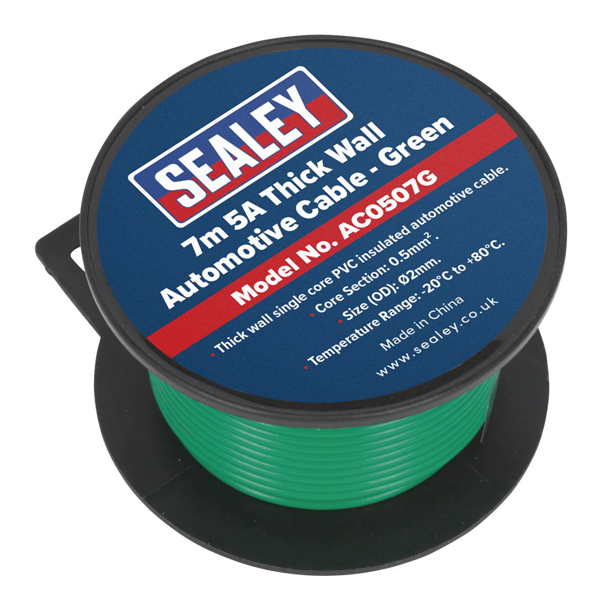 Sealey 5A Thick Wall Automotive Cable 7m - Green AC0507G