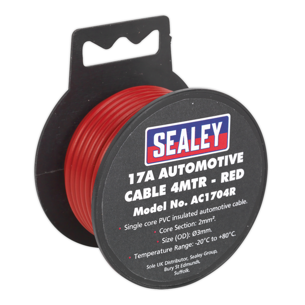Sealey 17A Thick Wall Automotive Cable 4m - Red AC1704R (Copy)