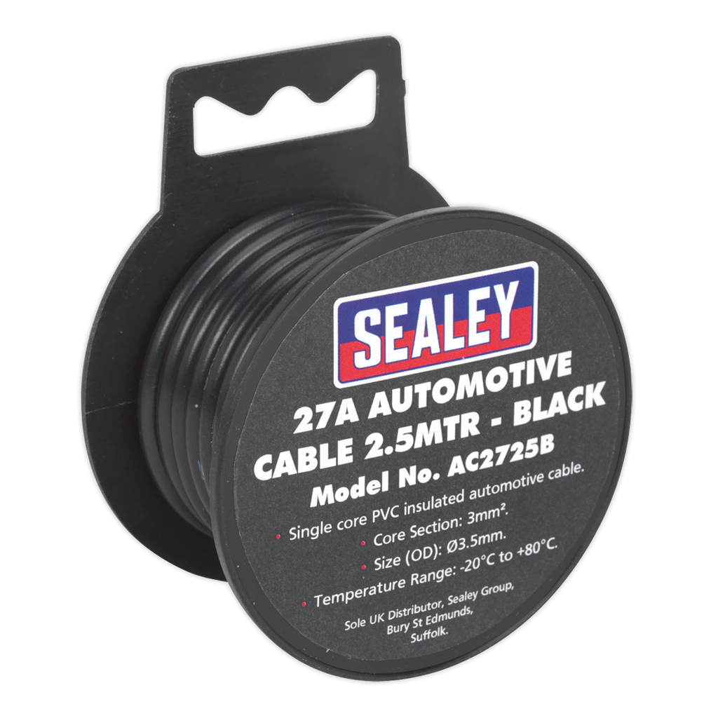 Sealey 27A Thick Wall Automotive Cable 2.5m - Black AC2725B (Copy)