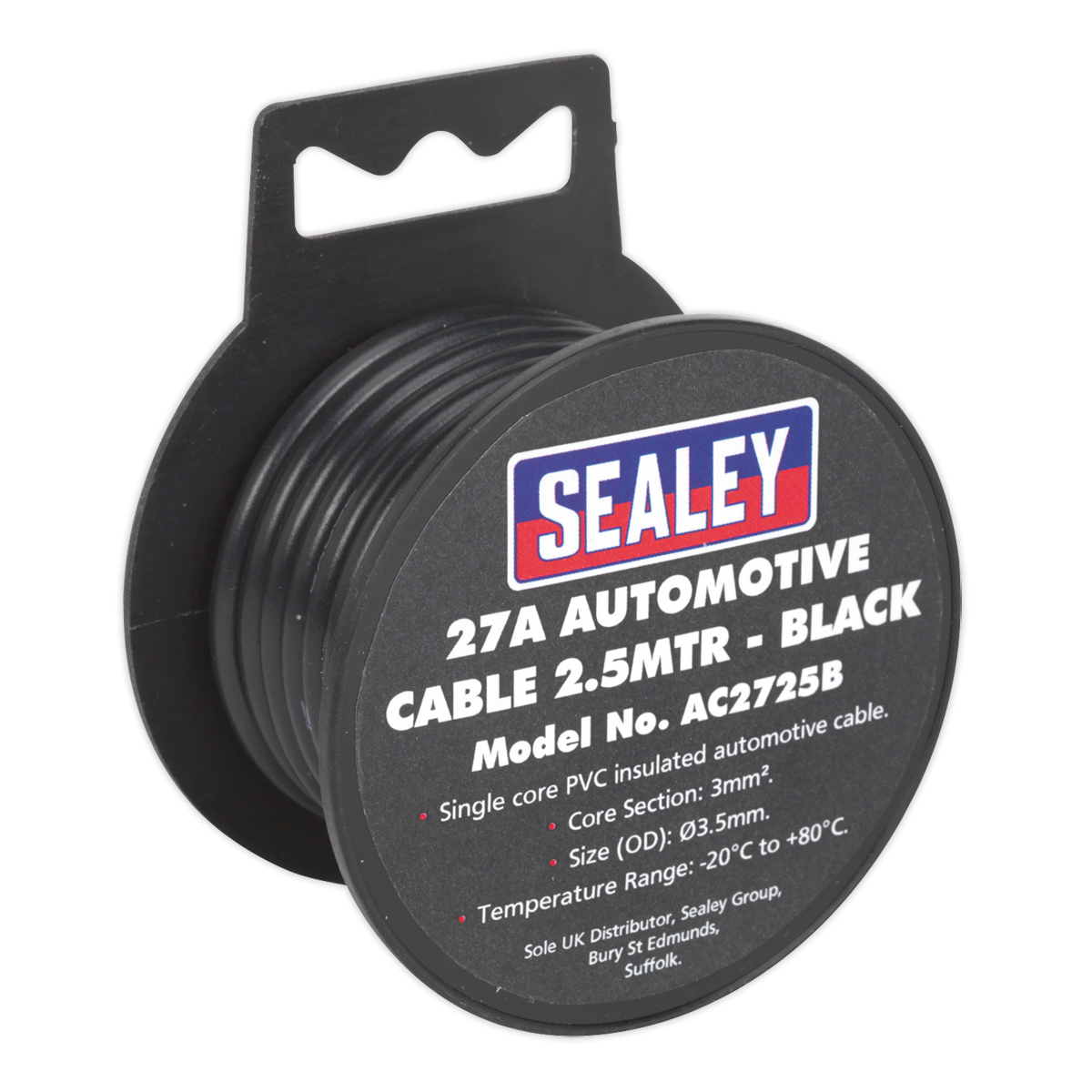 Sealey 27A Thick Wall Automotive Cable 2.5m - Black AC2725B (Copy)