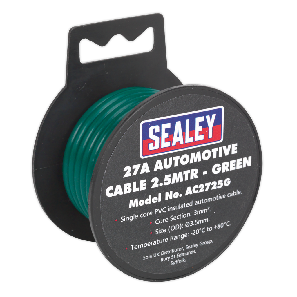 Sealey 27A Thick Wall Automotive Cable 2.5m - Green AC2725G (Copy)