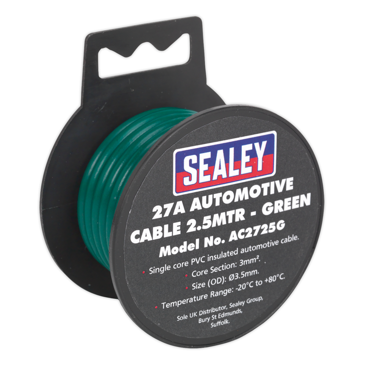 Sealey 27A Thick Wall Automotive Cable 2.5m - Green AC2725G (Copy)