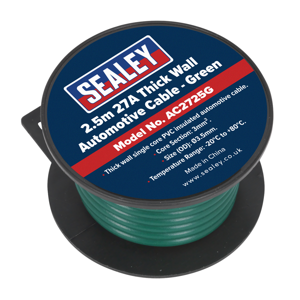 Sealey 27A Thick Wall Automotive Cable 2.5m - Green AC2725G (Copy)