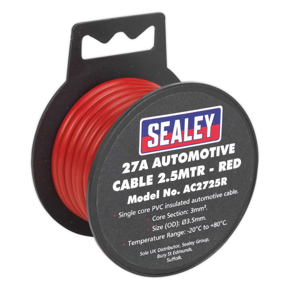 Sealey 27A Thick Wall Automotive Cable 2.5m - Red AC2725R (Copy)