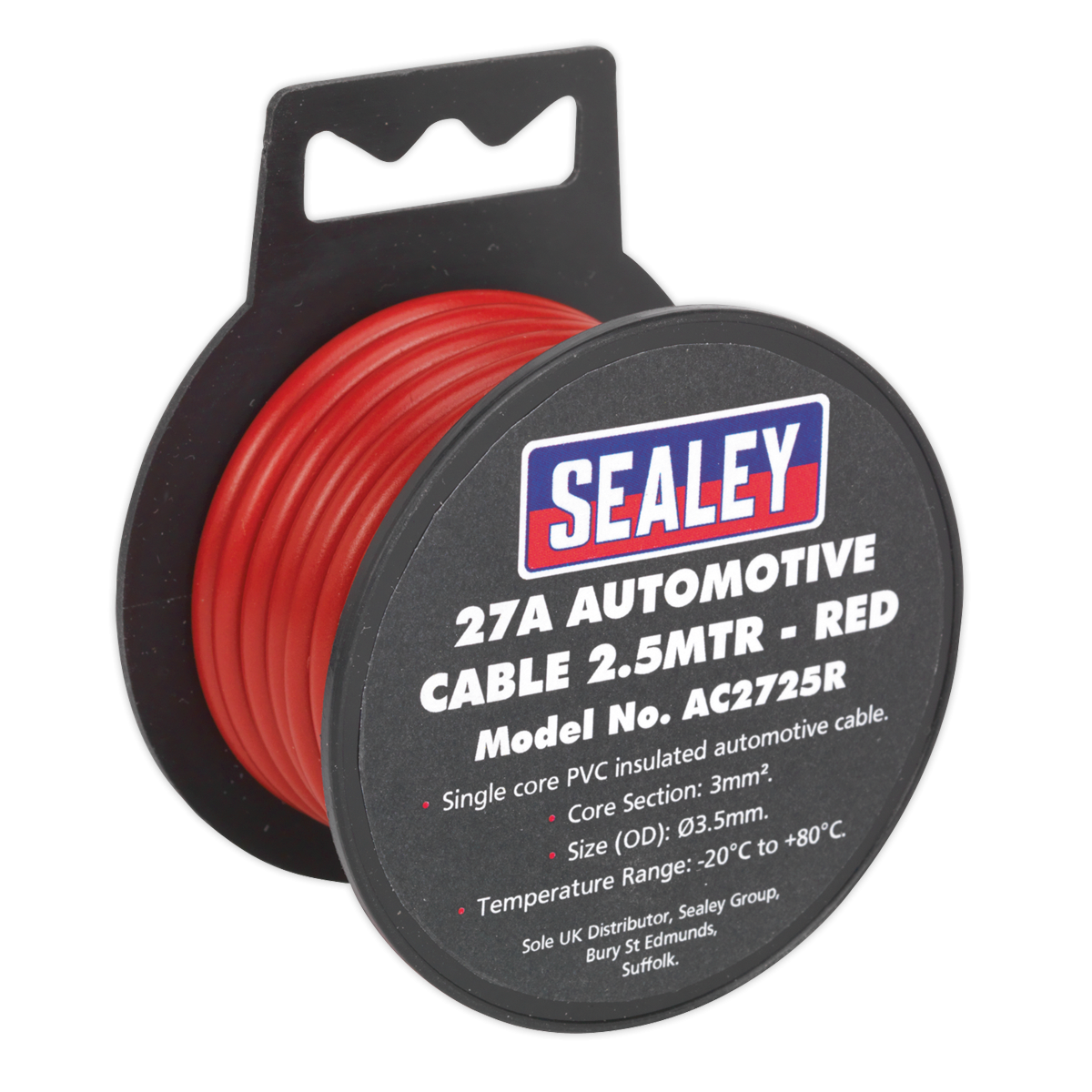 Sealey 27A Thick Wall Automotive Cable 2.5m - Red AC2725R (Copy)