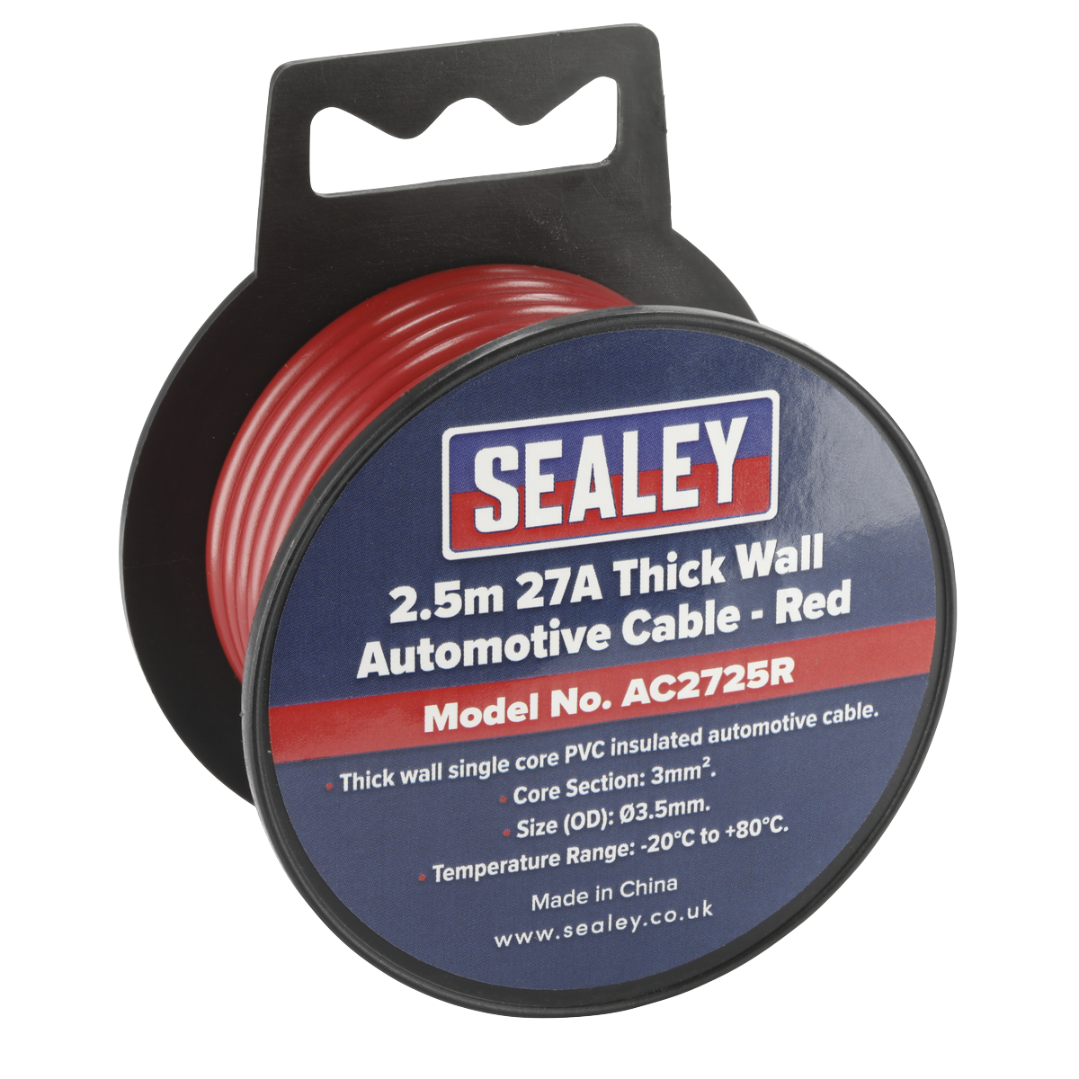 Sealey 27A Thick Wall Automotive Cable 2.5m - Red AC2725R (Copy)