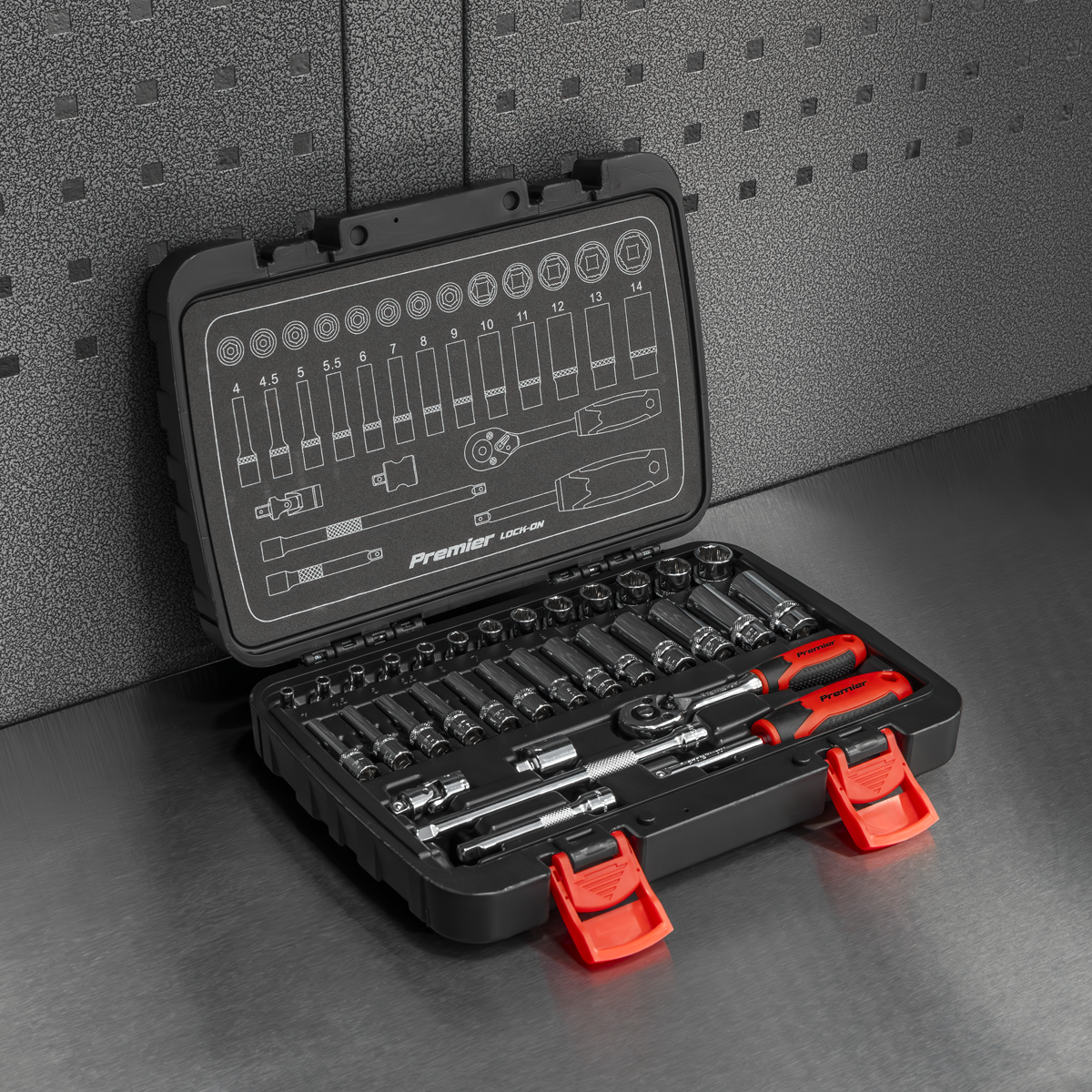 Sealey Premier Lock-On™ Socket Set 1/4"Sq Drive 32pc AK27480 - BostonPlates Autocare Centre