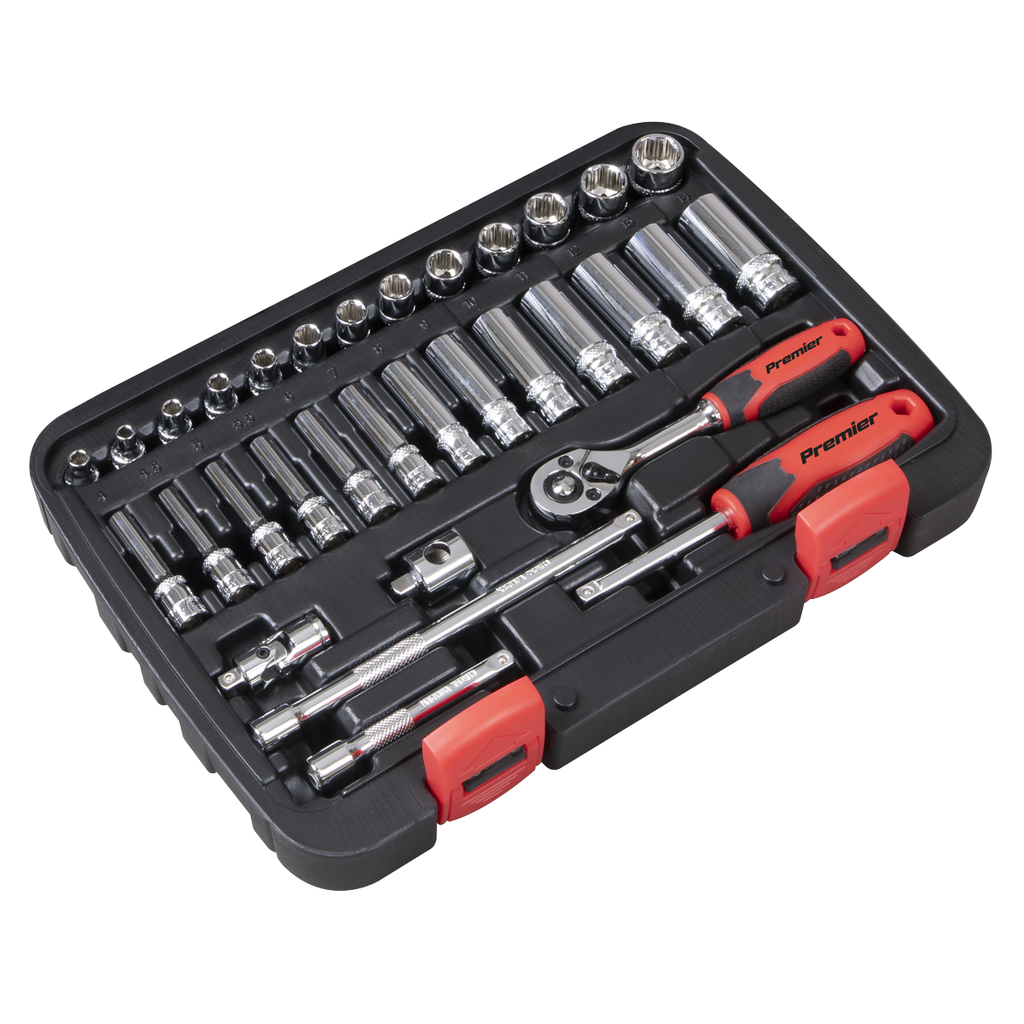 Sealey Premier Lock-On™ Socket Set 1/4"Sq Drive 32pc AK27480 - BostonPlates Autocare Centre