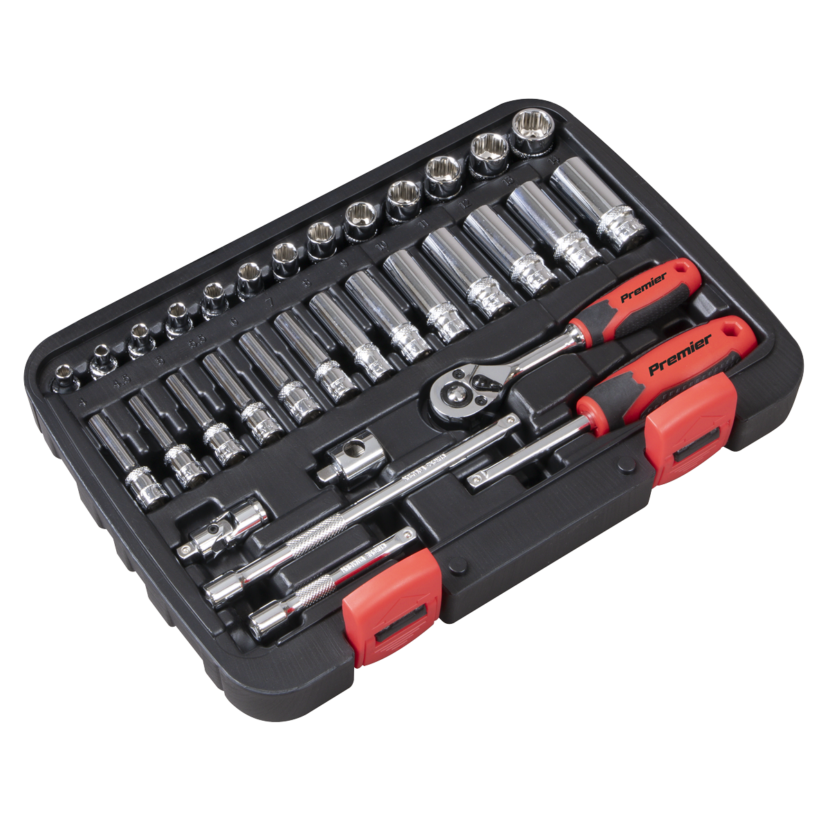 Sealey Premier Lock-On™ Socket Set 1/4"Sq Drive 32pc AK27480 - BostonPlates Autocare Centre