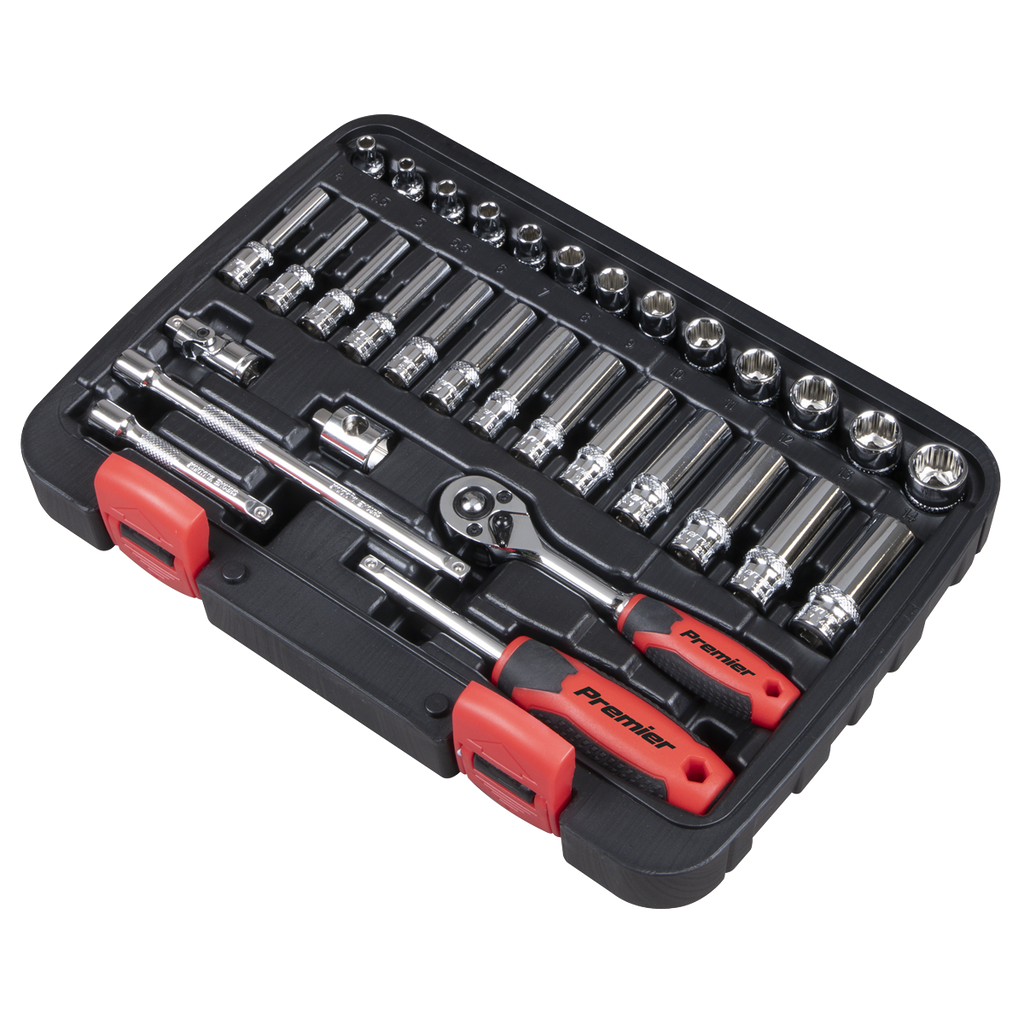 Sealey Premier Lock-On™ Socket Set 1/4"Sq Drive 32pc AK27480 - BostonPlates Autocare Centre