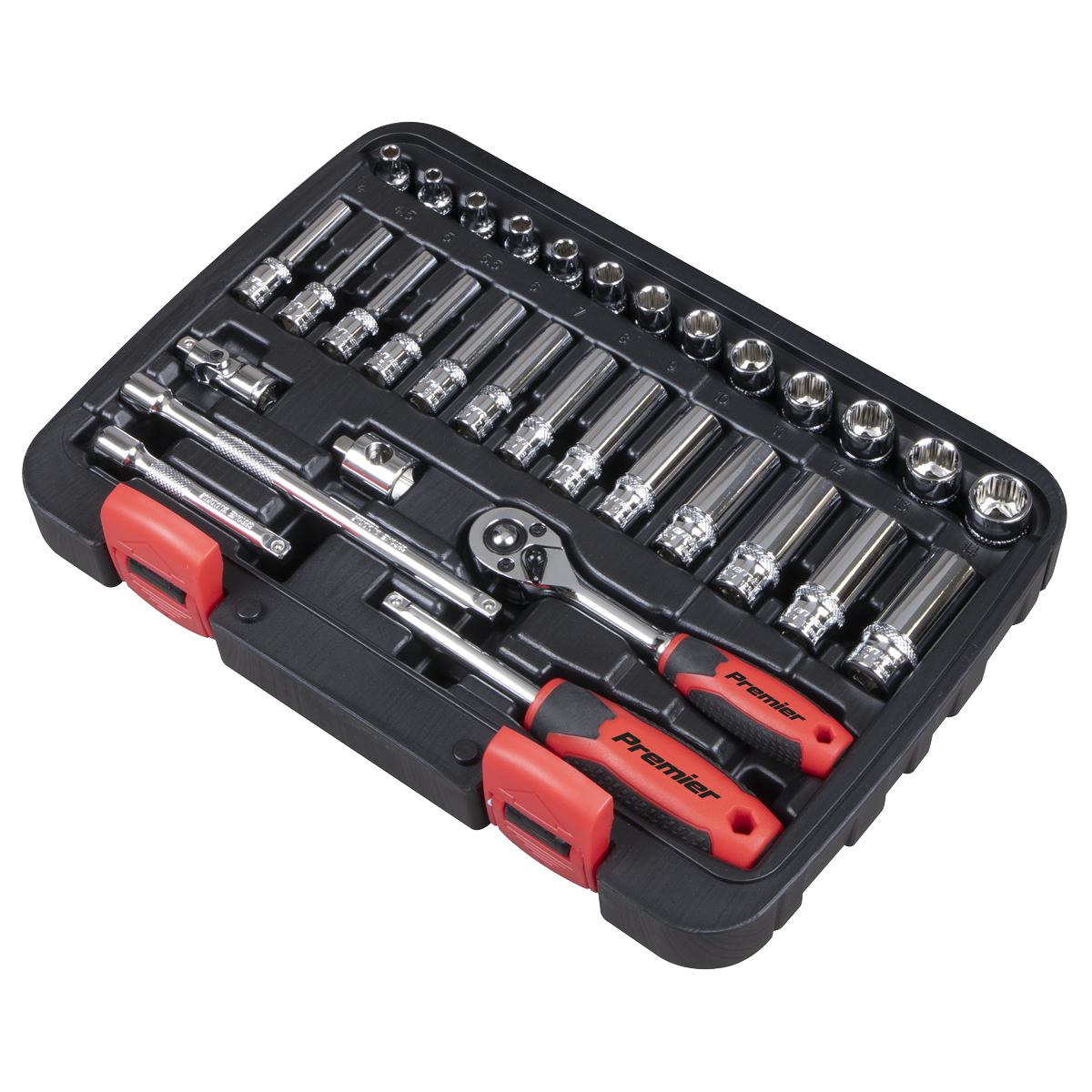 Sealey Premier Lock-On™ Socket Set 1/4"Sq Drive 32pc AK27480 - BostonPlates Autocare Centre