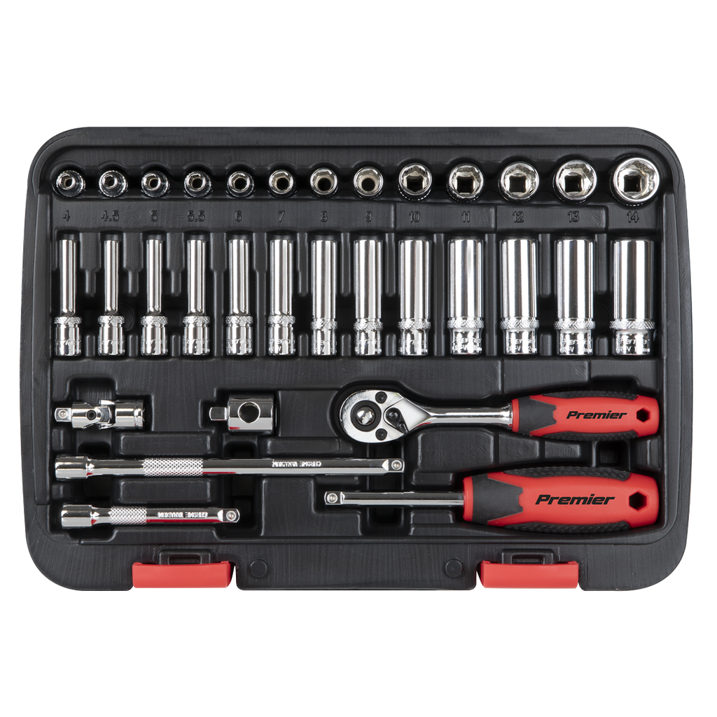 Sealey Premier Lock-On™ Socket Set 1/4"Sq Drive 32pc AK27480 - BostonPlates Autocare Centre