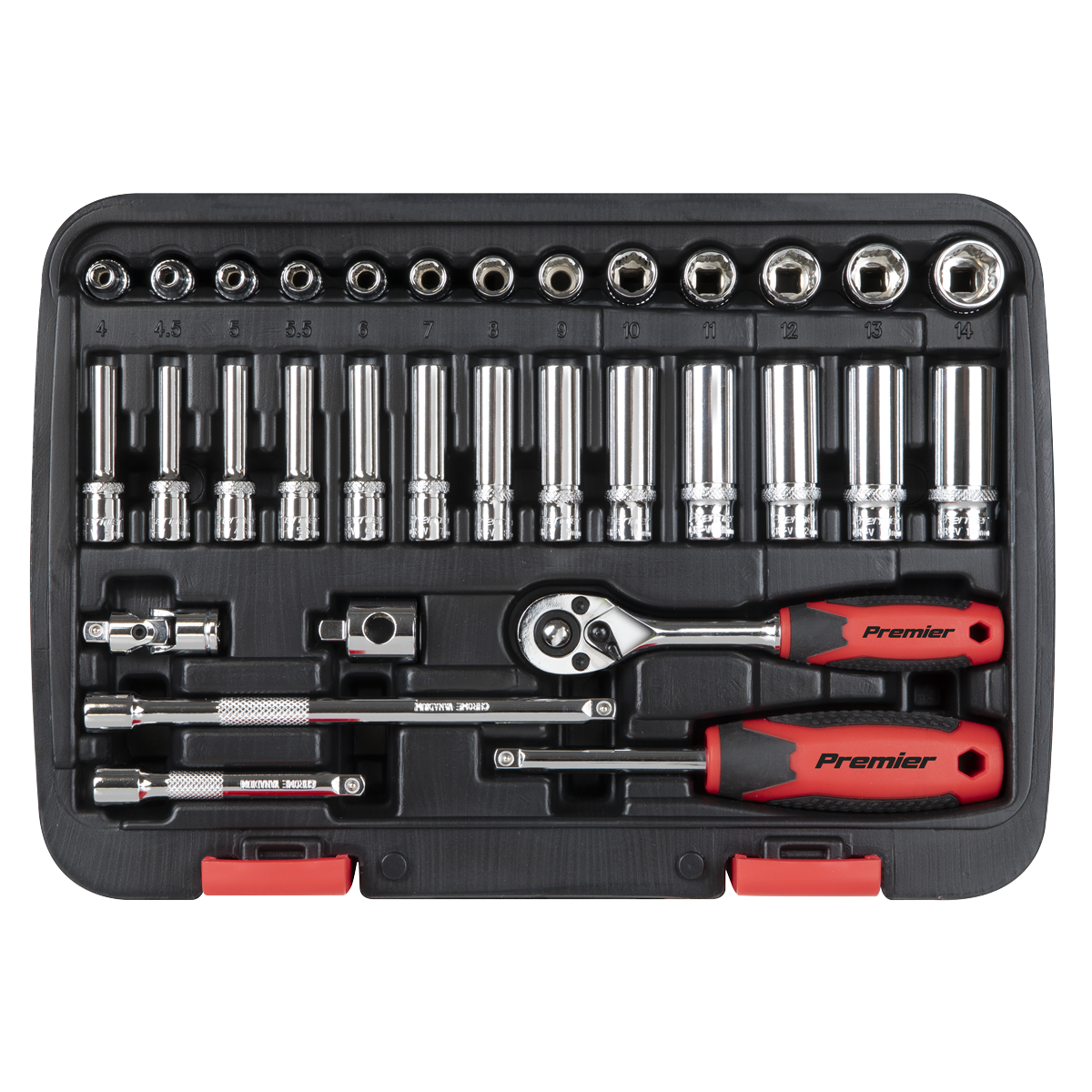 Sealey Premier Lock-On™ Socket Set 1/4"Sq Drive 32pc AK27480 - BostonPlates Autocare Centre