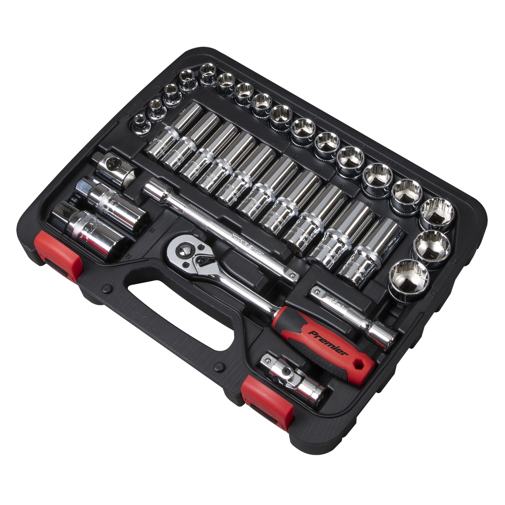 Sealey Premier Lock-On™ Socket Set 3/8"Sq Drive 34pc AK27481 - BostonPlates Autocare Centre