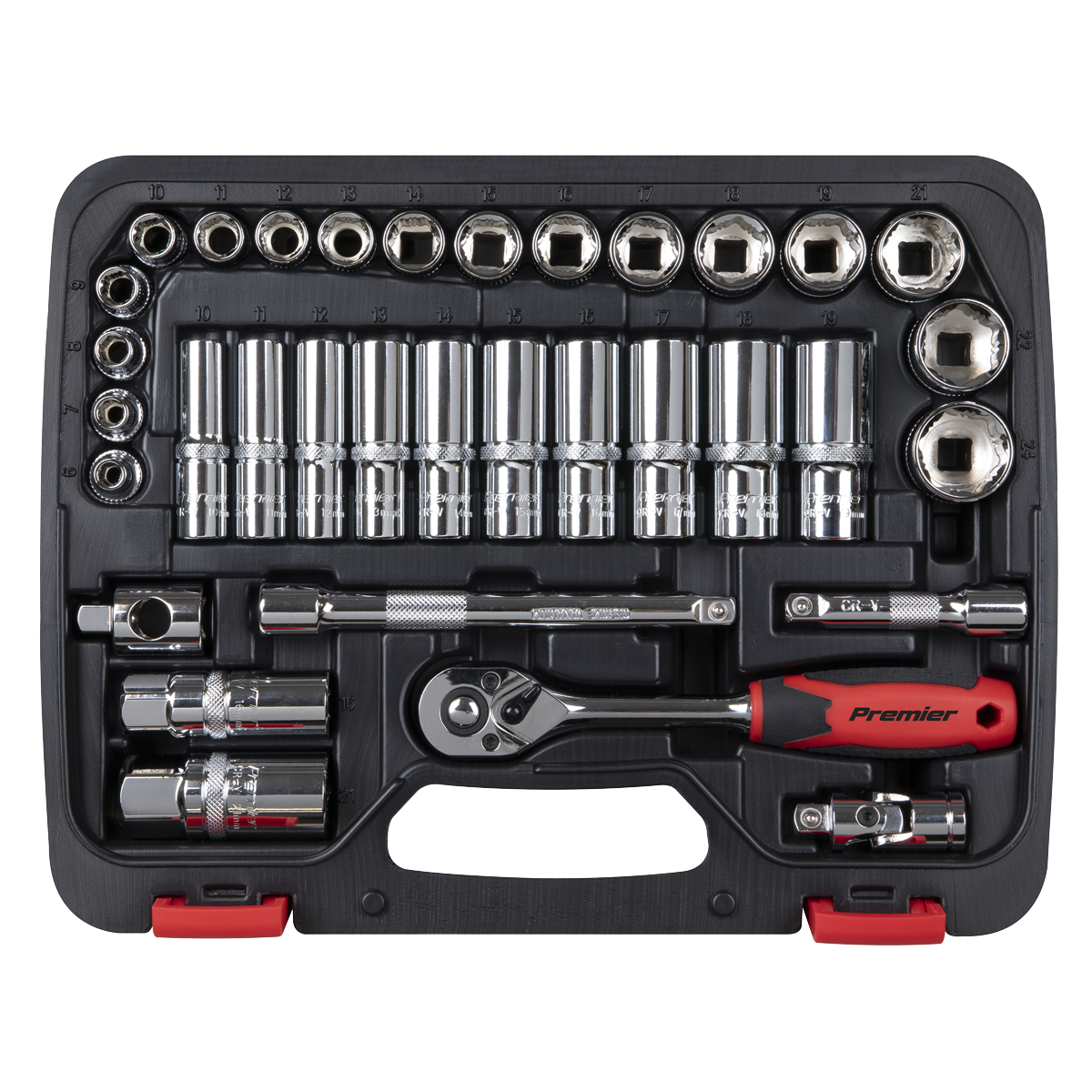 Sealey Premier Lock-On™ Socket Set 3/8"Sq Drive 34pc AK27481 - BostonPlates Autocare Centre