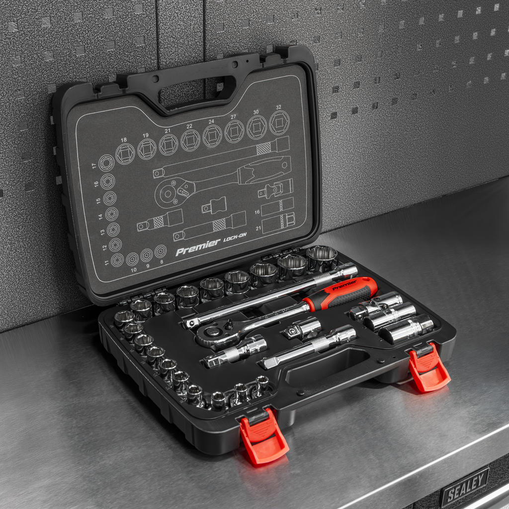 Sealey Premier Lock-On™ Socket Set 1/2"Sq Drive 26pc AK27482 - BostonPlates Autocare Centre