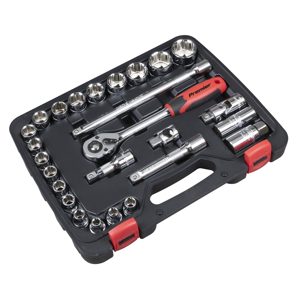 Sealey Premier Lock-On™ Socket Set 1/2"Sq Drive 26pc AK27482 - BostonPlates Autocare Centre