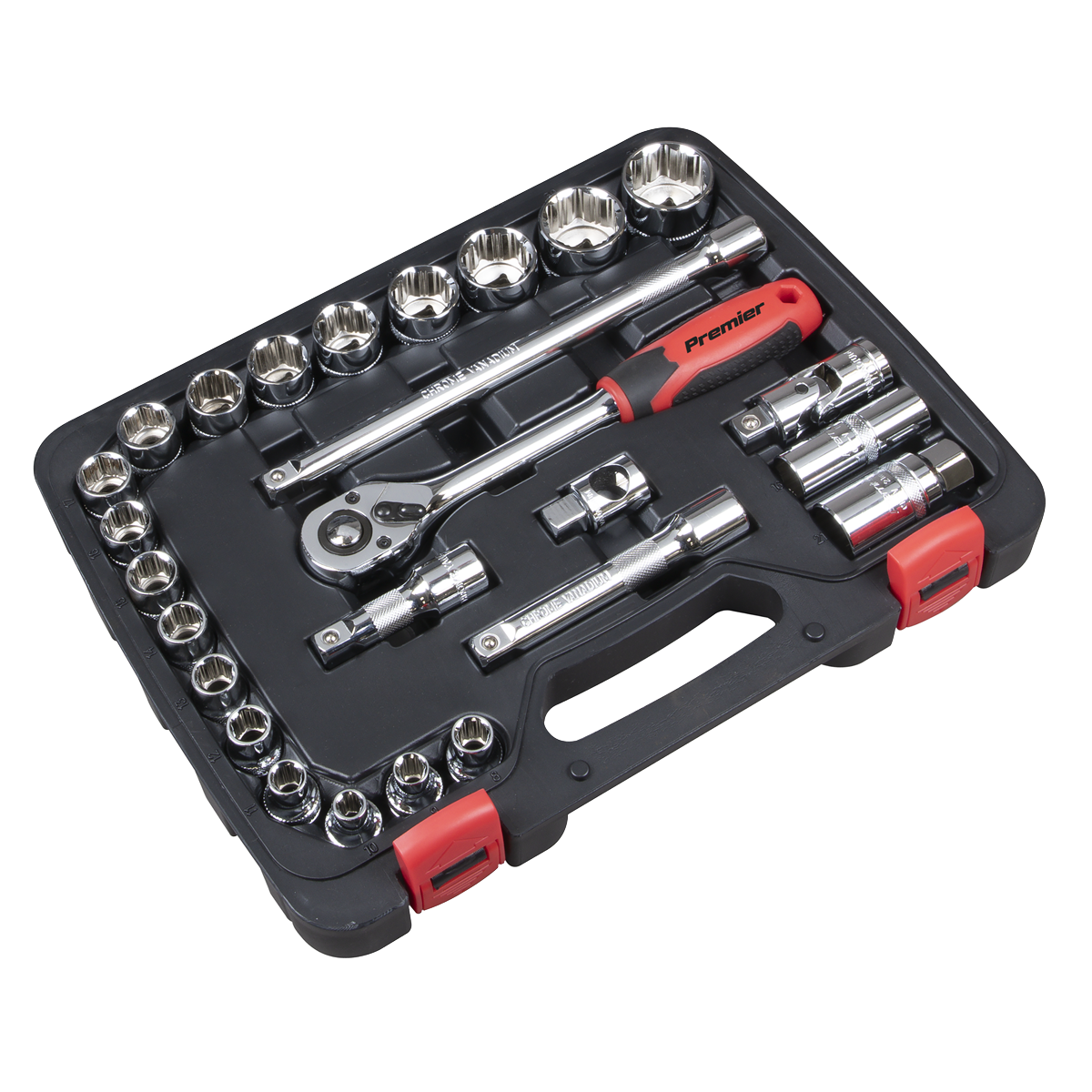 Sealey Premier Lock-On™ Socket Set 1/2"Sq Drive 26pc AK27482 - BostonPlates Autocare Centre