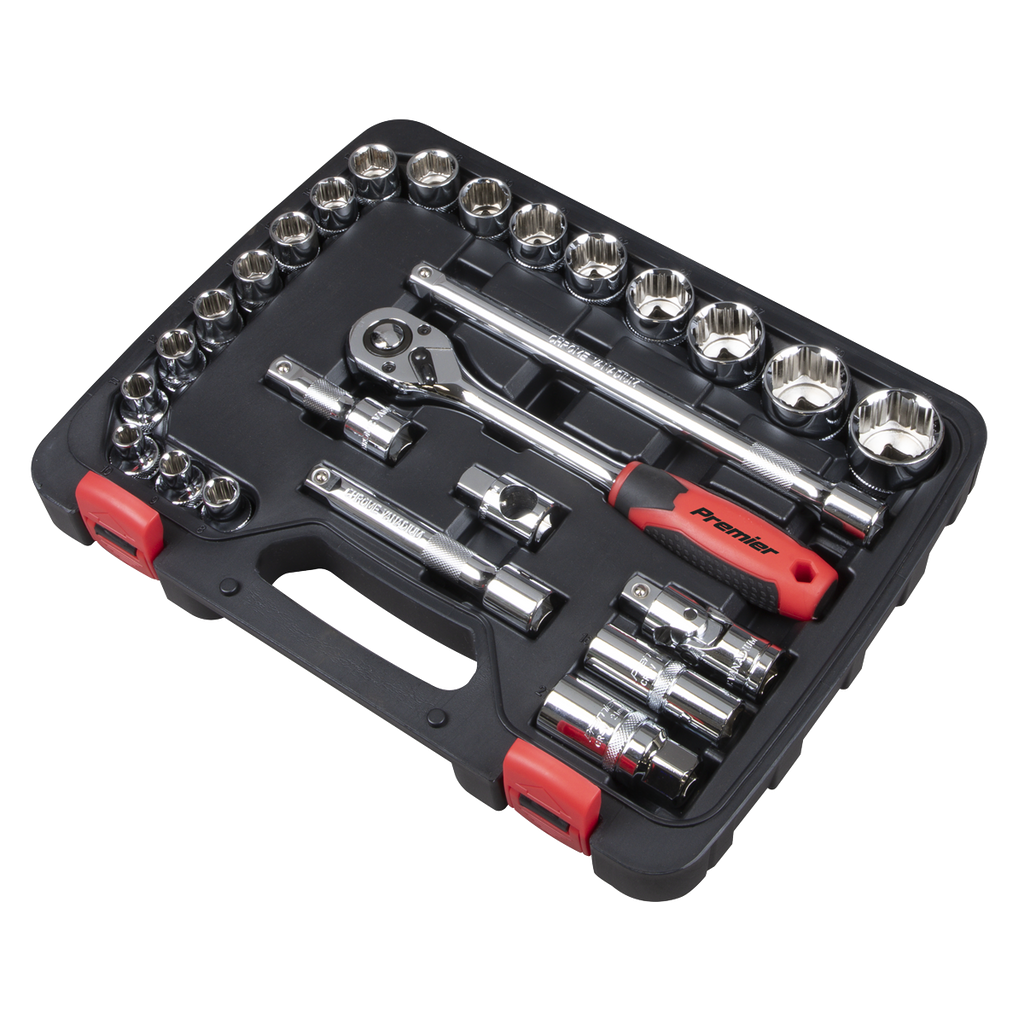 Sealey Premier Lock-On™ Socket Set 1/2"Sq Drive 26pc AK27482 - BostonPlates Autocare Centre